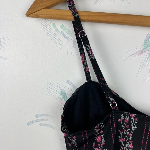 Forever 21 Black Pink Floral Print Cropped Bra Top - Picture 5 of 8
